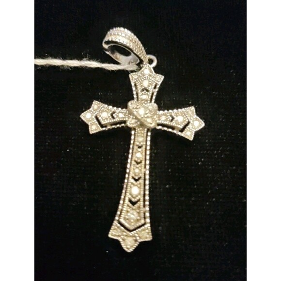 Designer Sterling Silver 925 Diamond Cross Enhancer Pendant - Picture 1 of 3